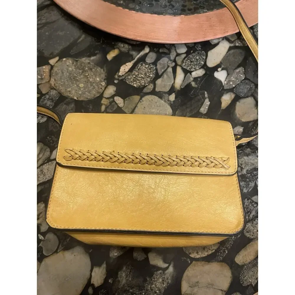 SIMPLY NOELLE Women's Crossbody Shoulder Bag Clutch Small Faux Leather Yellow - Picture 4 of 4